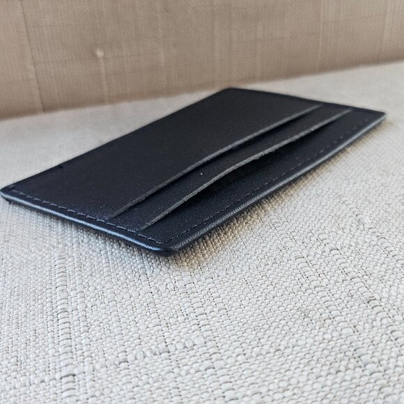 Leather Card Holder Handmade Black Genuine Leather Cardholder Handmade - Picture 4 of 11